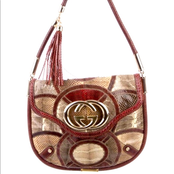 Gucci Patchwork Python & Lizard Britt Shoulder Bag - Picture 1 of 5